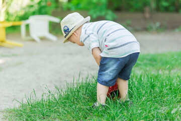 two-year-old boy outside