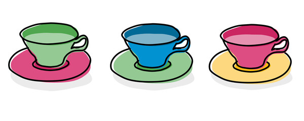 Tee Tasse Comic Style gezeichnete Vektor Datei. Anpassbar und veränderbar nach belieben.