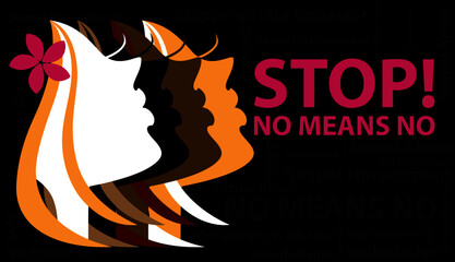 No means no, stop sexual harassment, offense, sexual abuse prevention poster