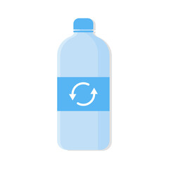 Recycle a blu plastic water bottle icon isolated on white background. Vector illustration.