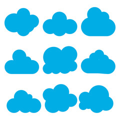 Blue cloud icon isolated on white background. Vector illustration.