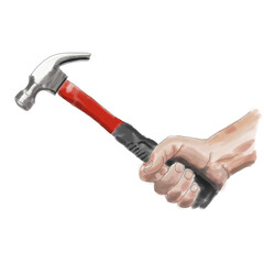 Hammering watercolor drawing. Tool illustration
