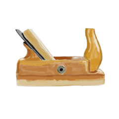Wooden Jointer watercolor drawing. Tool illustration