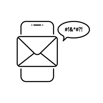 linear phone with negative message icon