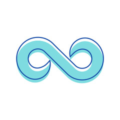 Infinity Symbol. Contour in Shape of Number Eight Isolated on White Background. Blue Color Symbolic of Repetition and Unlimited Cyclicity, Design Element in Thickness Style. Linear Vector Illustration