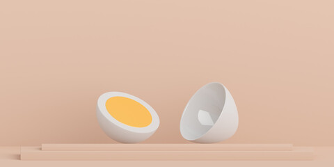 Background, mock up scene geometry shape frame for product display and presentation, egg style 3d rendering illustration 