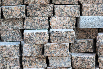 granite paving marble stones - selective focus