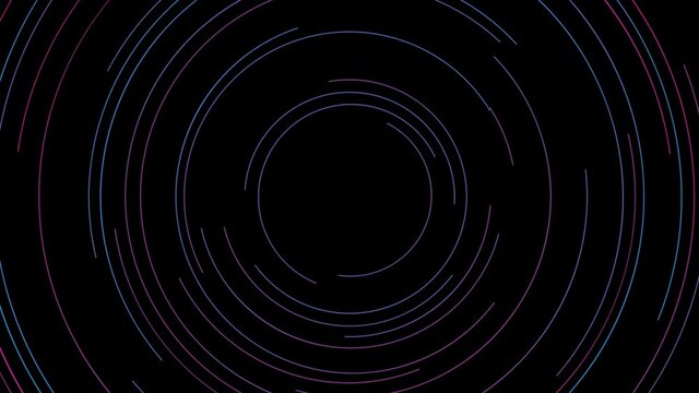 Blue and purple round lines abstract tech futuristic motion background. Seamless looping. Video animation Ultra HD 4K 3840x2160