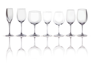 Set of glasses for wine. 3d Illustration. Isolated on a white background