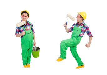 Funny painter isolated on white