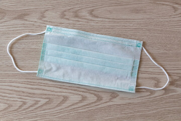 Green medical mask for face protection against virus