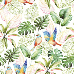 Tropical pattern with birds - 357679831