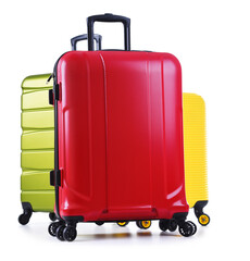 Travel suitcases isolated on white background