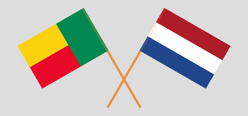 Crossed flags of Benin and the Netherlands