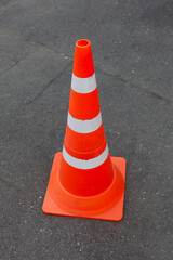 Road sign for avoiding obstacles. Boom on the road. Prevent an accident. Detour.