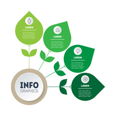 Annual cycle of agricultural work. A chart or infographic divided by 4 months. Eco Business presentation concept with four options.