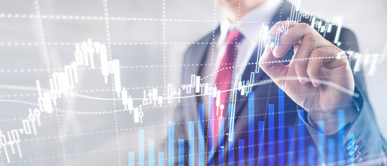 Forex trading, Financial market, Investment concept on business center background.