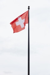 Moscow, Russia 05.06.2020 World trade center in Moscow. The Flag of Switzerland