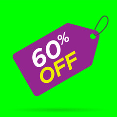 Sale. Discount label,tag. 60 percent off