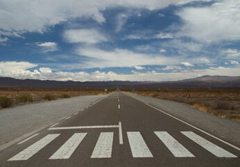 Popular Recta del Tin Tin asphalt road across the desert and mountains in Los Cardones National...