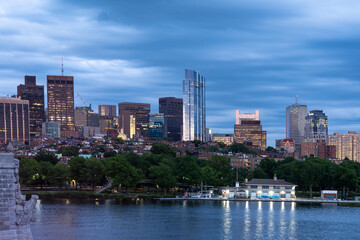 Fototapeta na wymiar The night time Boston skyline 