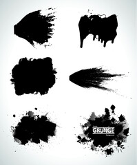 Grunge Paint stripe . Vector brush Stroke . Distressed banner . Black isolated paintbrush collection . Modern Textured shape . Dry border in Black . 