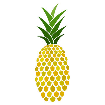 A pineapple. Fresh fruit. Doodle. Color vector illustration. Hand-drawn. Isolated on a white background. Bright decorative pineapples for your design.