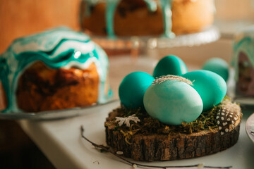 easter cake and eggs
