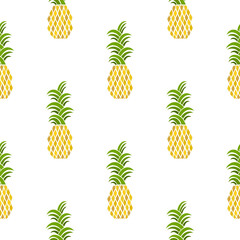 Pineapples seamless pattern. Hand-drawn. Tropical vector fruits. Doodle. Geometric ornament. Decorative elements. For textiles and fabrics, wallpapers and wrapping paper.