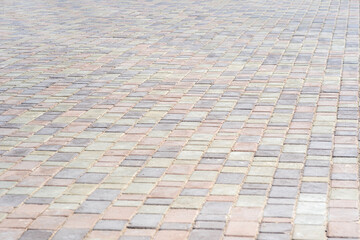 Perspective view of the paving stones, selective focus.