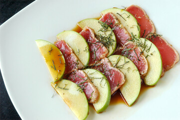 Gourmet apple and meat salad.