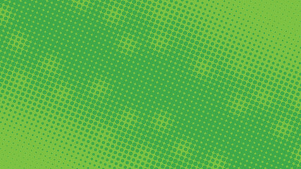 Bright green pop art background in retro comic style with halftone dots design
