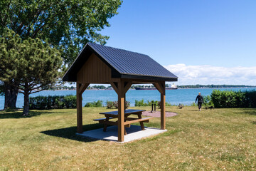 View of St. Lawrence River from Pointe-aux-Pins Qc Canada