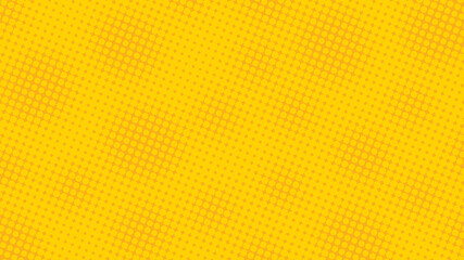 Bright yellow and orange pop art background with halftone dots in retro comic style, vector illustration backdrop template for your design