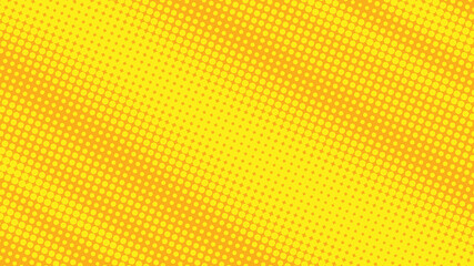 Dotted yellow and orange pop art background in retro comic style with halftone gradient