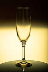 an empty champagne glass on a typical background