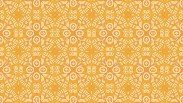Abstract loop animation of kaleidoscope background. Orange and yellow colors