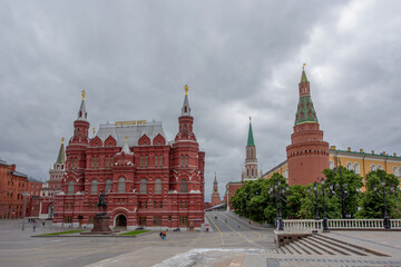 historical Museum and Kremlin  and no people in downtown because not  tourists