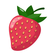 Strawberry isolated on white background. Strawberry flat icon.