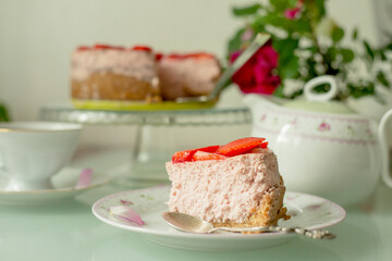 cake with strawberries and cream