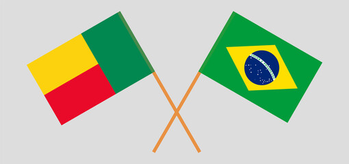 Crossed flags of Benin and Brazil