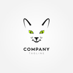 Smiling cat face logo vector illustration symbol 