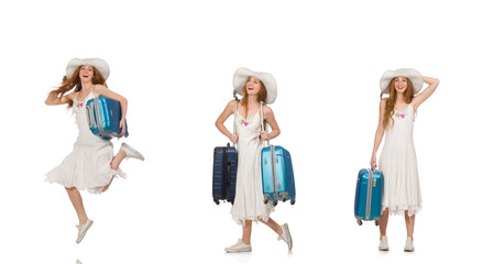 Obraz premium Woman in travelling concept on white