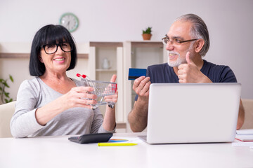 Old couple doing the online shopping