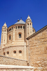 Fototapeta na wymiar The roof of the Upper Room, also called the Last Supper, is the place where the room for the last supper is located in the Tomb of David building, Jerusalem, Israel.