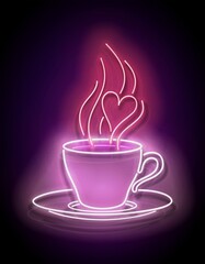 Glow Cup of Coffee with Steam