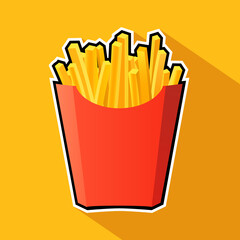 French potato pack box. Cartoon fastfood fry potato isolated illustration