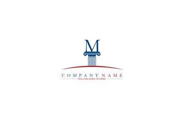 Law firm pillar M logo design template