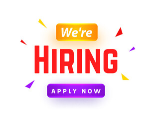 We are Hiring career employee message background. Employment hiring job recruitment concept banner