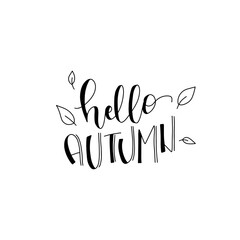 Hello Autumn. Creative typography lettering for card designs.
